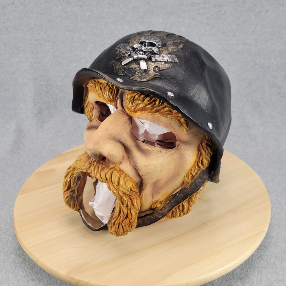 Disguise Biker Mask Adult One Size Black Latex Skull Helmet Spike 2005 Vintage